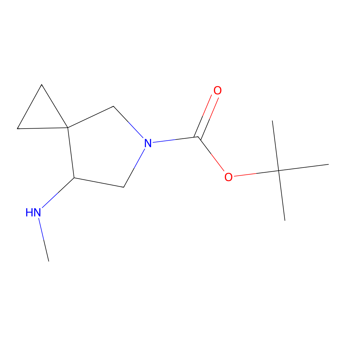 tert-Butyl 7-(methylamino)-5-azaspiro[2.4]heptane-5-carboxylate molecular structure, CAS 2306274-89-3