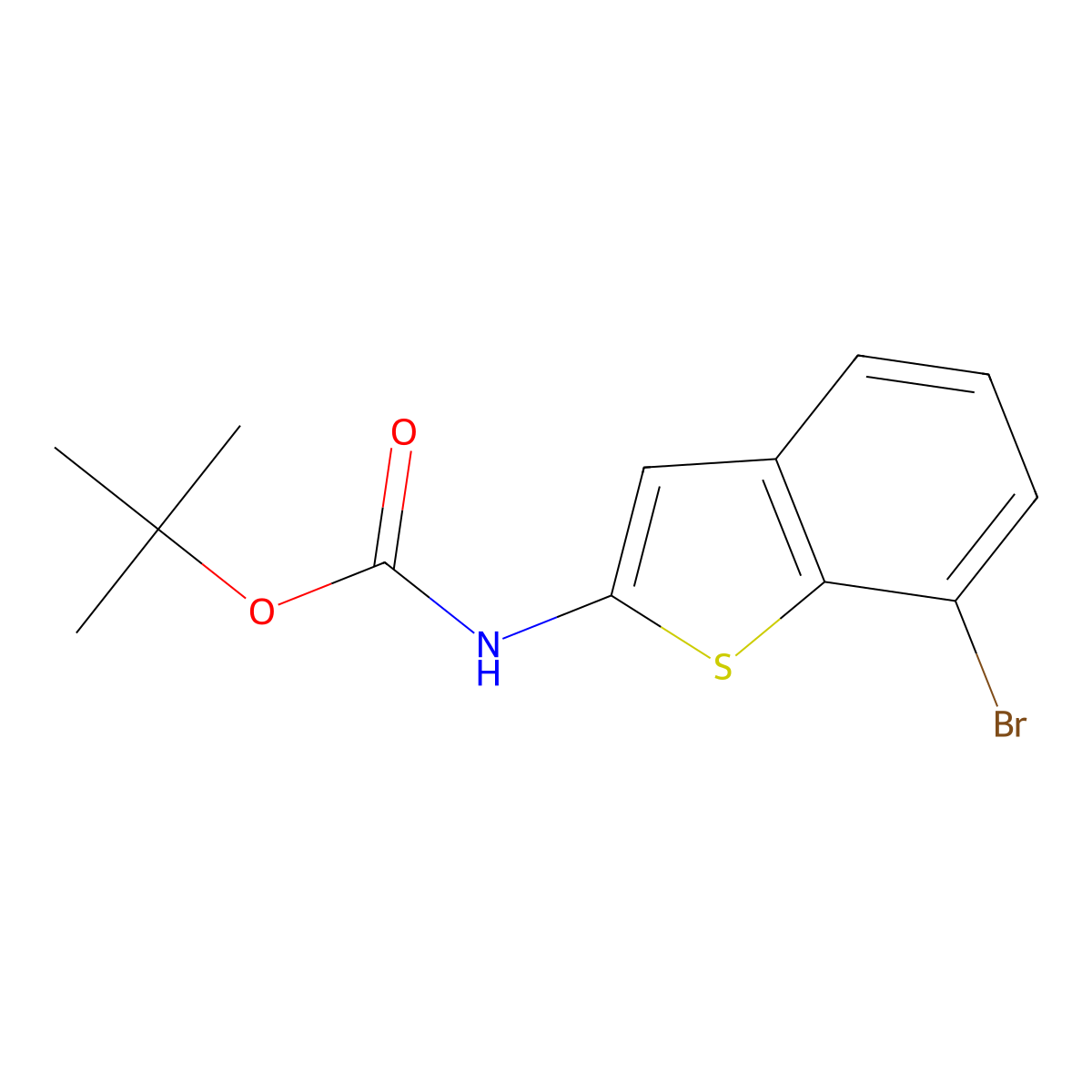 tert-butyl N-(7-bromo-1-benzothiophen-2-yl)carbamate molecular structure, CAS 2306275-10-3