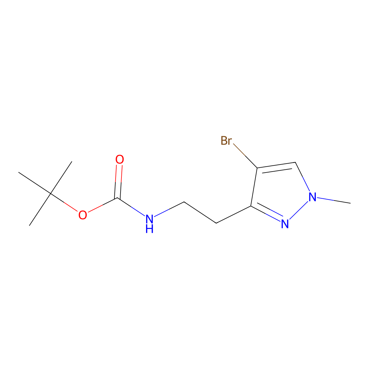 tert-butyl N-[2-(4-bromo-1-methyl-pyrazol-3-yl)ethyl]carbamate molecular structure, CAS 2306275-11-4