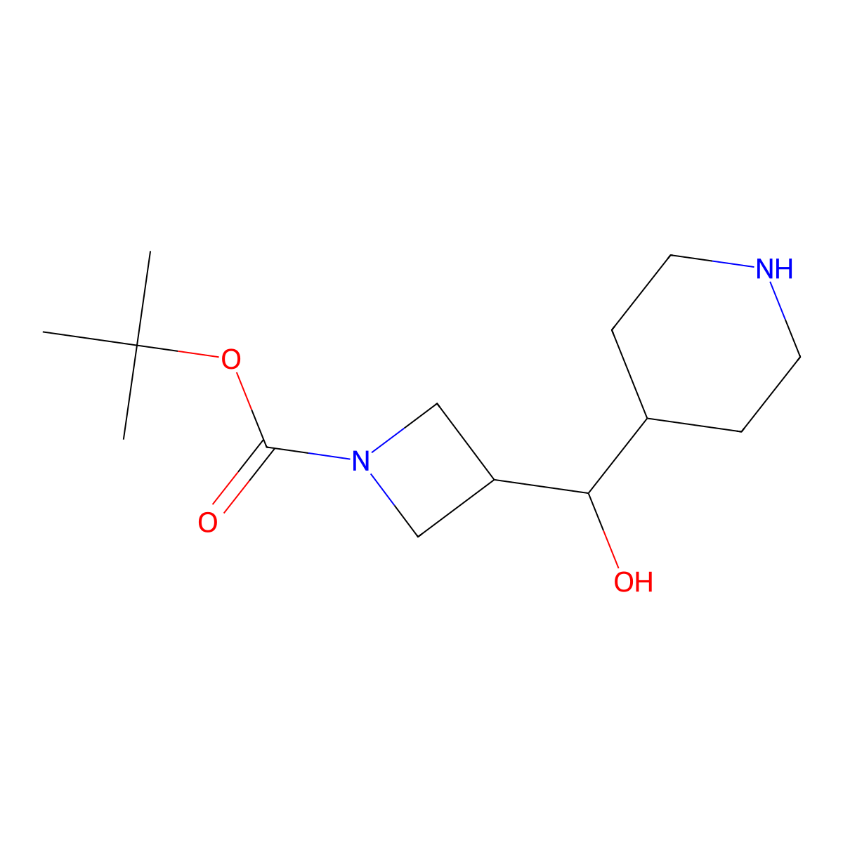 tert-Butyl 3-(hydroxy(piperidin-4-yl)methyl)azetidine-1-carboxylate molecular structure, CAS 2306275-30-7