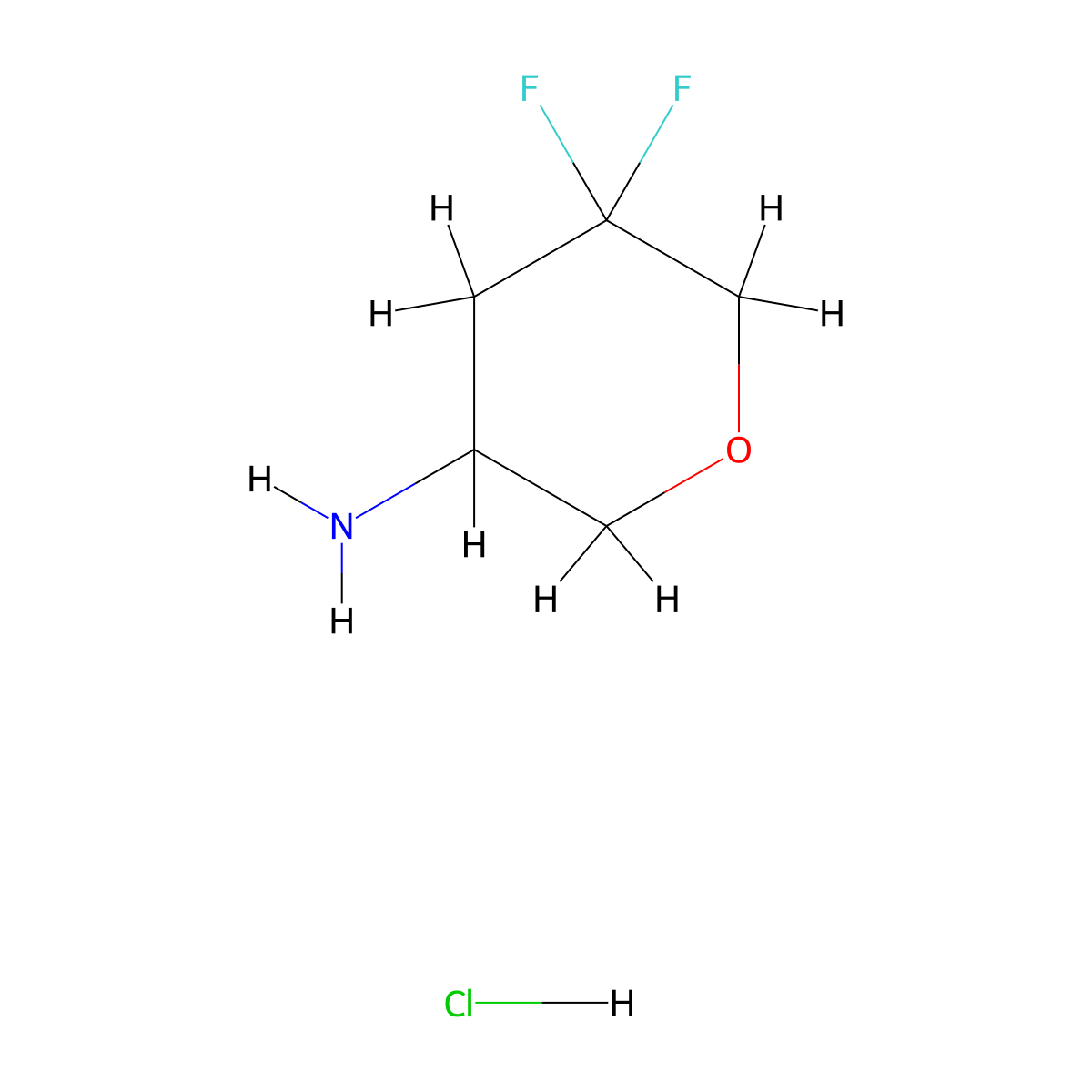 5,5-Difluorotetrahydropyran-3-amine;hydrochloride molecular structure, CAS 2306275-99-8