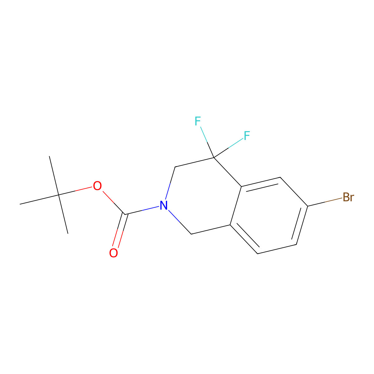 Tert-butyl 6-bromo-4,4-difluoro-1,3-dihydroisoquinoline-2-carboxylate molecular structure, CAS 2306276-51-5