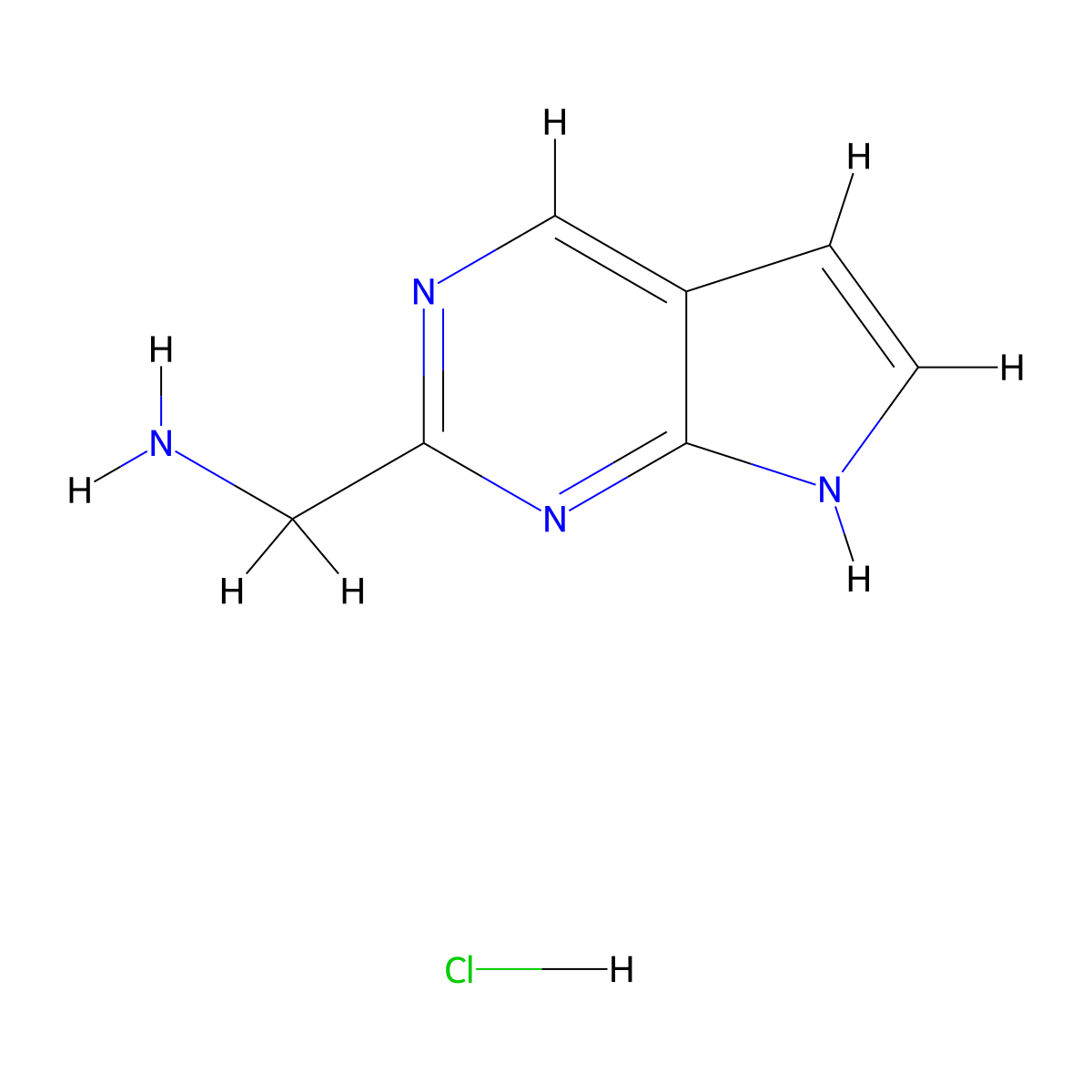 7H-pyrrolo[2,3-d]pyrimidin-2-ylmethanamine;hydrochloride molecular structure, CAS 2306276-61-7