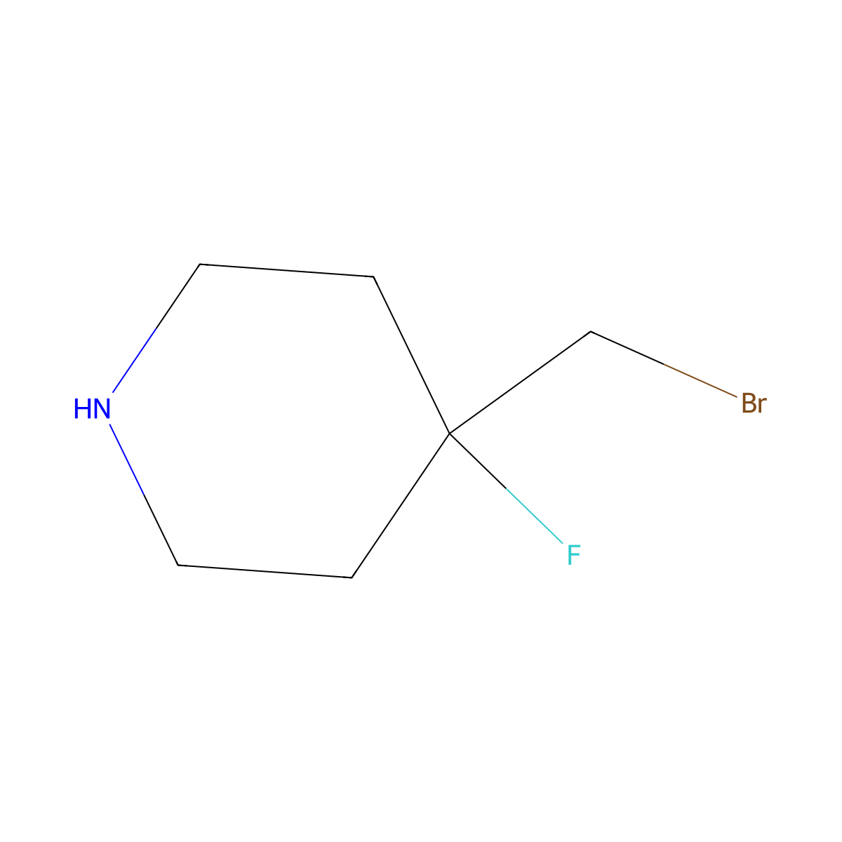 4-(Bromomethyl)-4-fluoropiperidine molecular structure, CAS 2306276-64-0