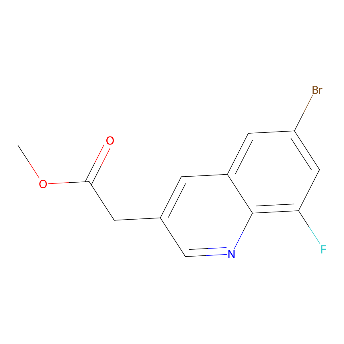 Methyl 2-(6-bromo-8-fluoro-3-quinolyl)acetate molecular structure, CAS 2306276-87-7