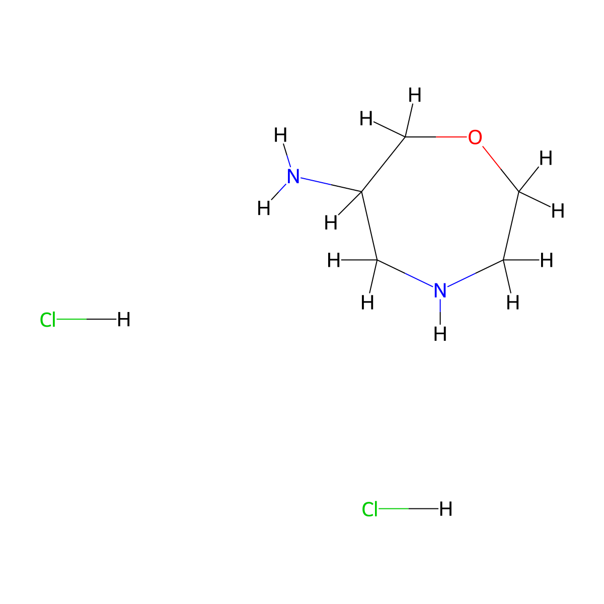 1,4-Oxazepan-6-amine dihydrochloride molecular structure, CAS 2306276-94-6