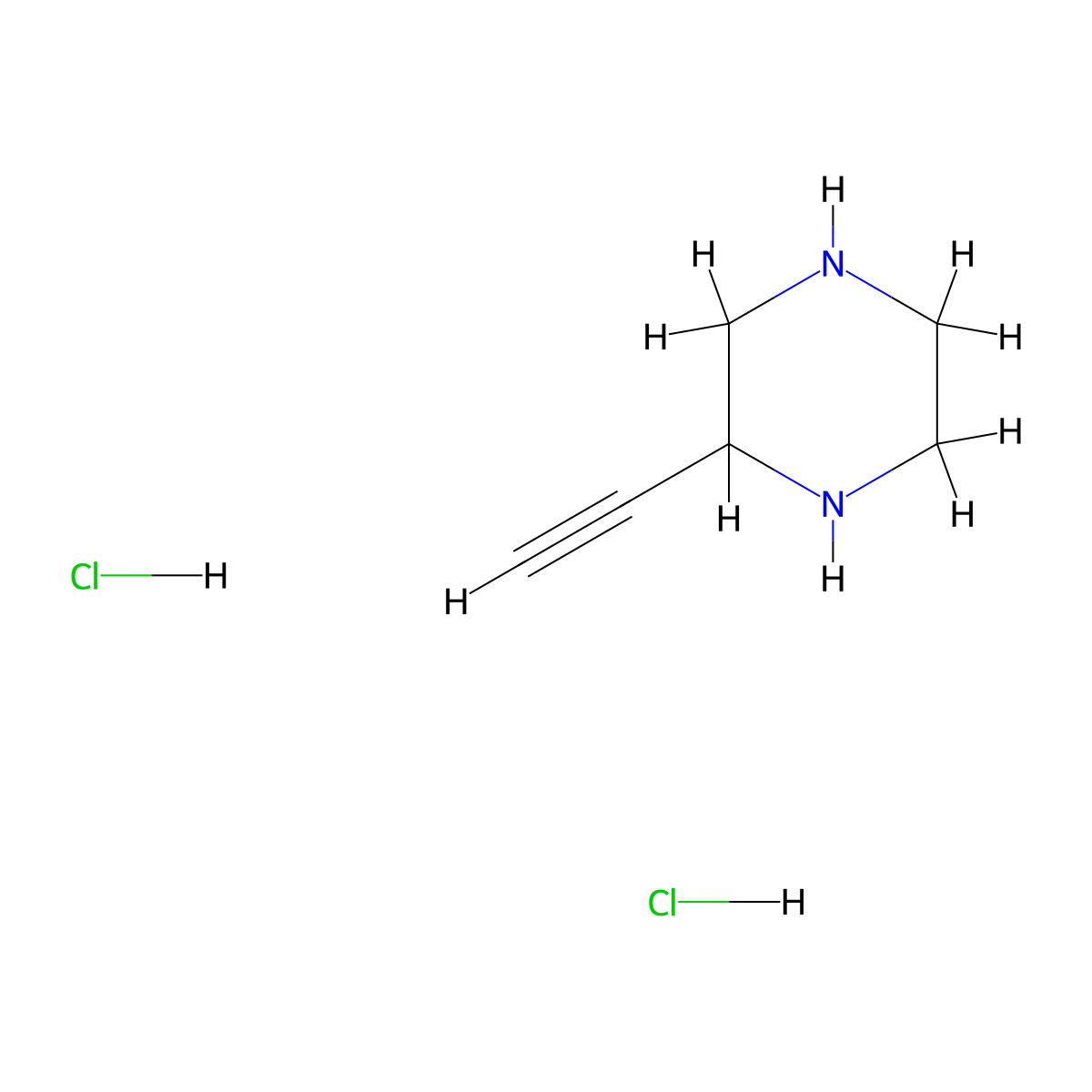 2-Ethynylpiperazine dihydrochloride molecular structure, CAS 2306276-99-1
