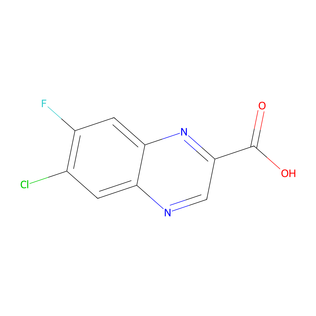 6-Chloro-7-fluoro-quinoxaline-2-carboxylic acid molecular structure, CAS 2306277-07-4