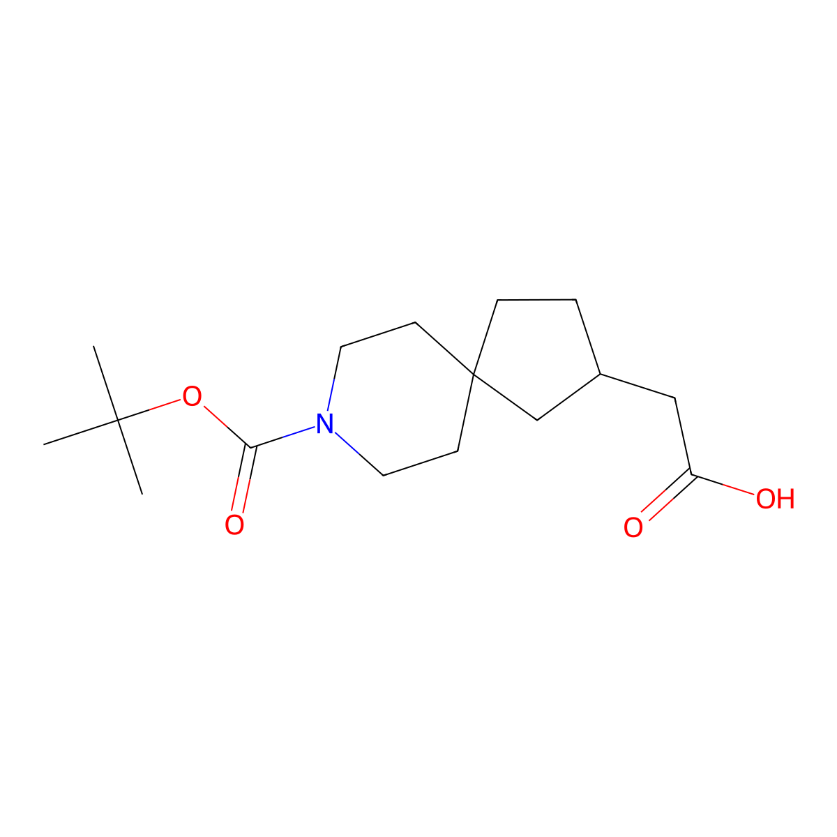 2-(8-(tert-Butoxycarbonyl)-8-azaspiro[4.5]decan-2-yl)acetic acid molecular structure, CAS 2306277-30-3