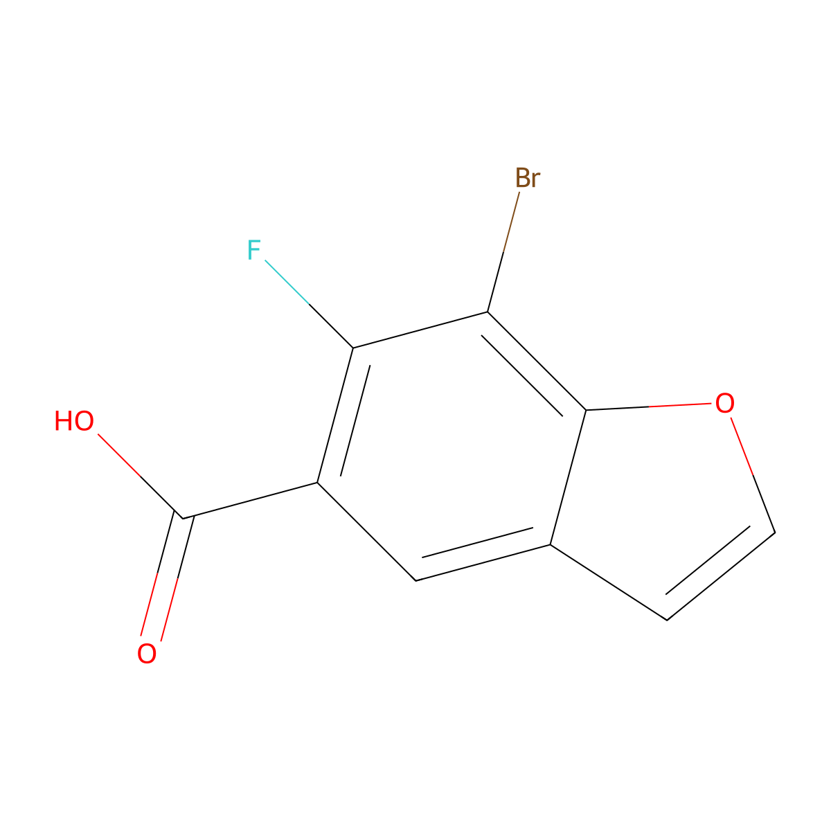 7-Bromo-6-fluoro-benzofuran-5-carboxylic acid molecular structure, CAS 2306277-31-4