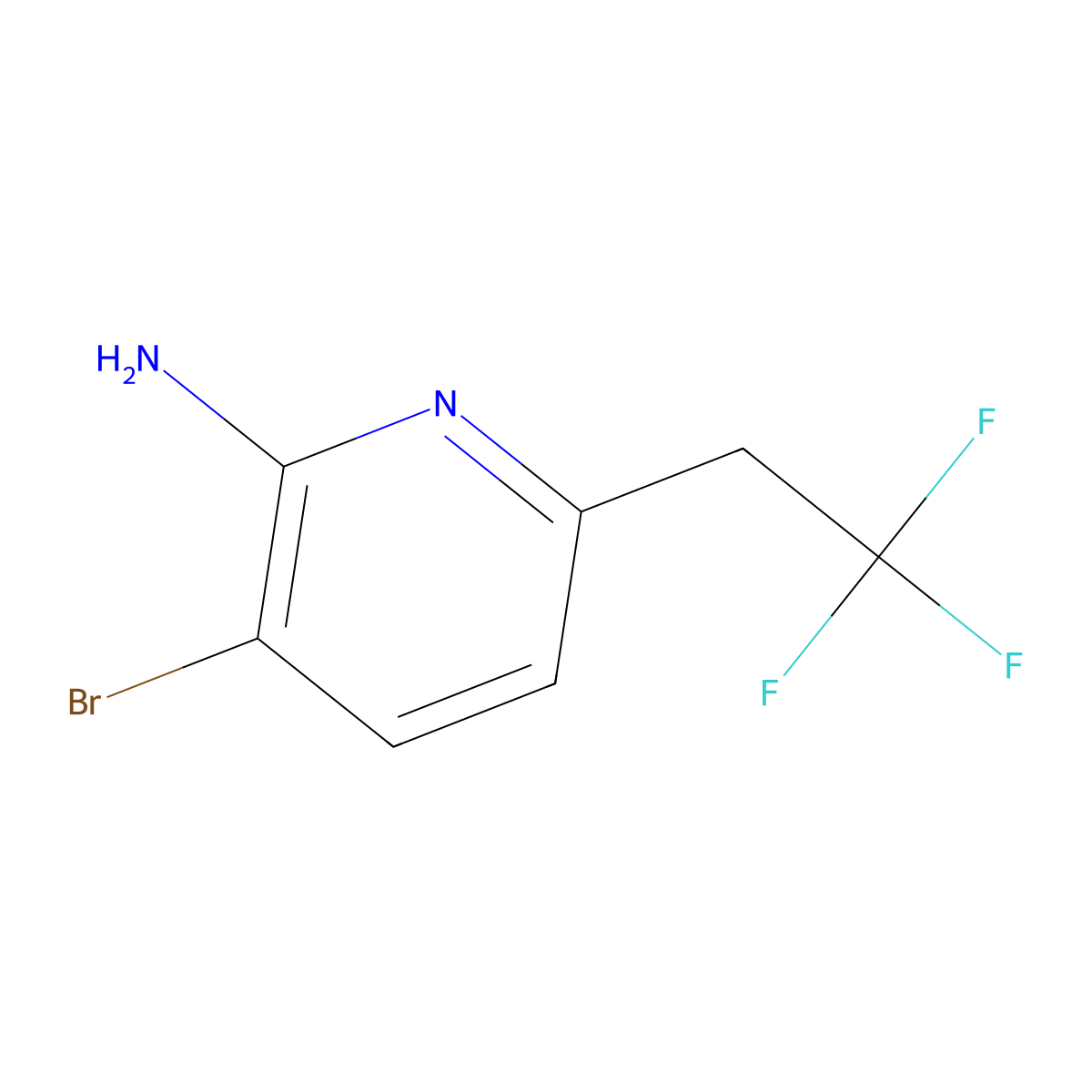 3-Bromo-6-(2,2,2-trifluoroethyl)pyridin-2-amine molecular structure, CAS 2306277-42-7