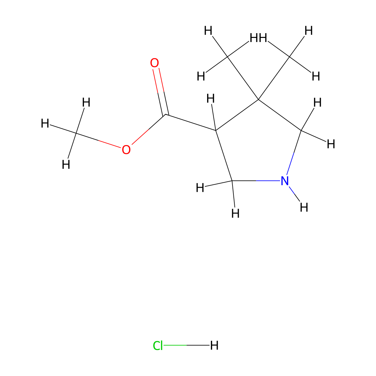 Methyl 4,4-dimethylpyrrolidine-3-carboxylate hydrochloride molecular structure, CAS 2306277-57-4