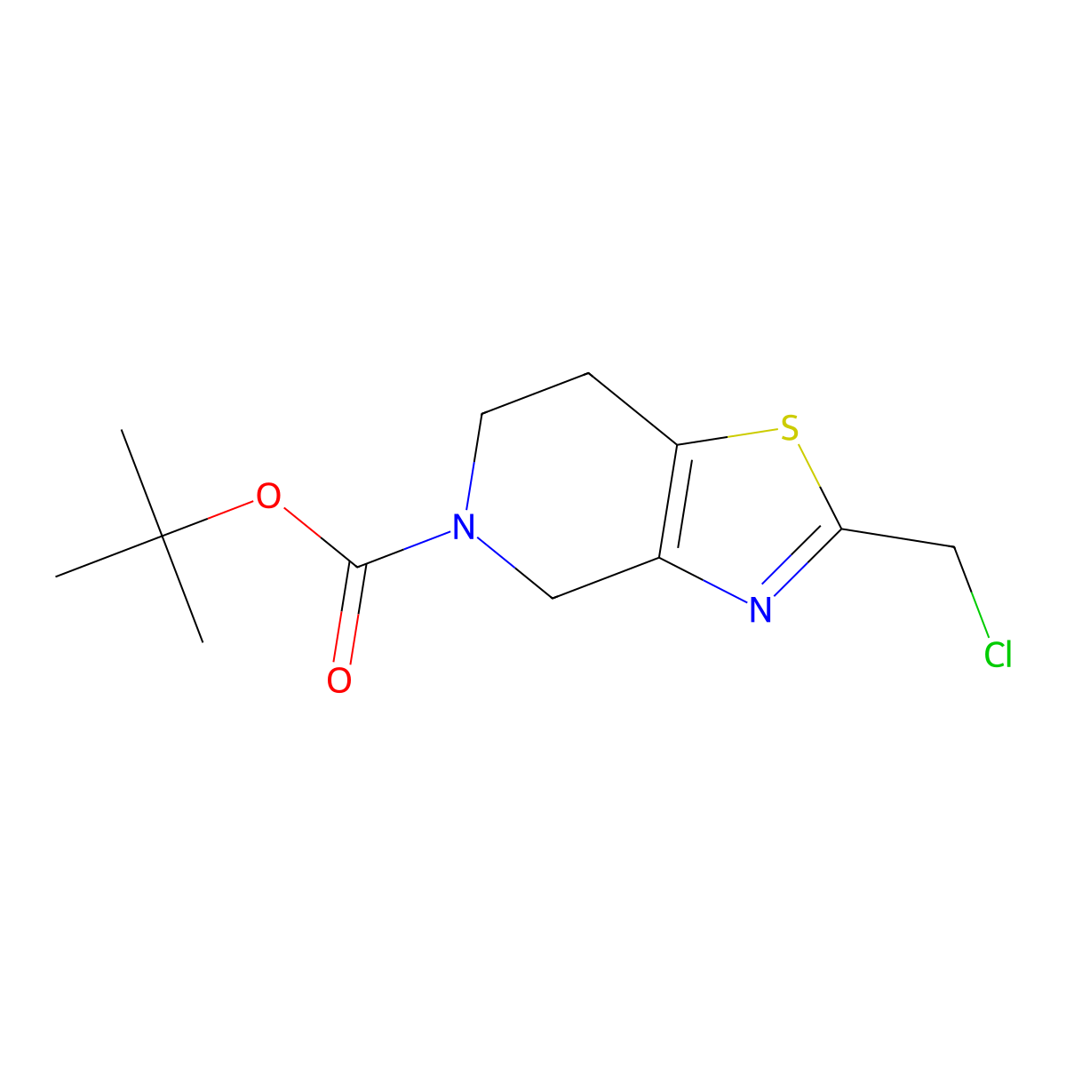 tert-butyl 2-(chloromethyl)-6,7-dihydro-4H-thiazolo[4,5-c]pyridine-5-carboxylate molecular structure, CAS 2306277-89-2