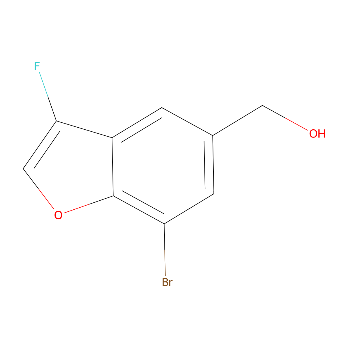 (7-Bromo-3-fluoro-benzofuran-5-yl)methanol molecular structure, CAS 2306277-98-3