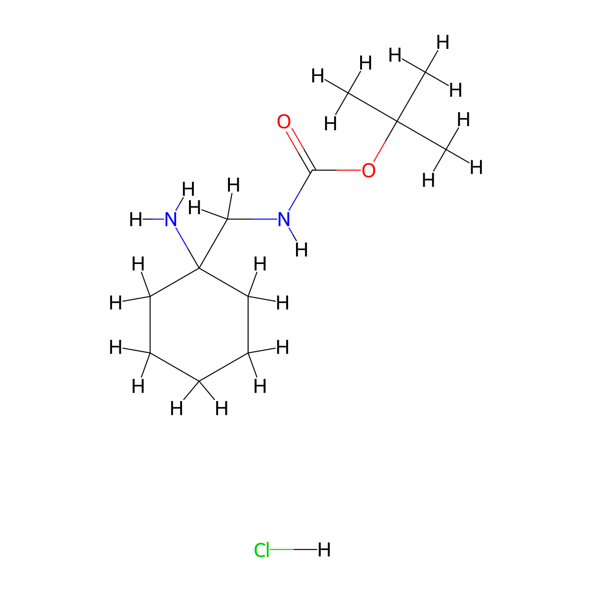 tert-butyl N-[(1-aminocyclohexyl)methyl]carbamate hydrochloride molecular structure, CAS 2306278-10-2