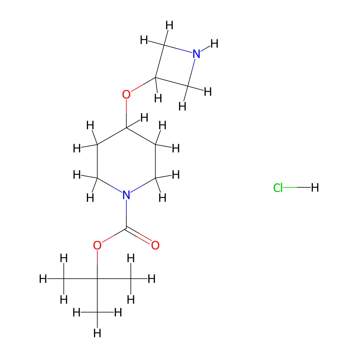 Tert-butyl 4-(azetidin-3-yloxy)piperidine-1-carboxylate hydrochloride molecular structure, CAS 2306278-50-0