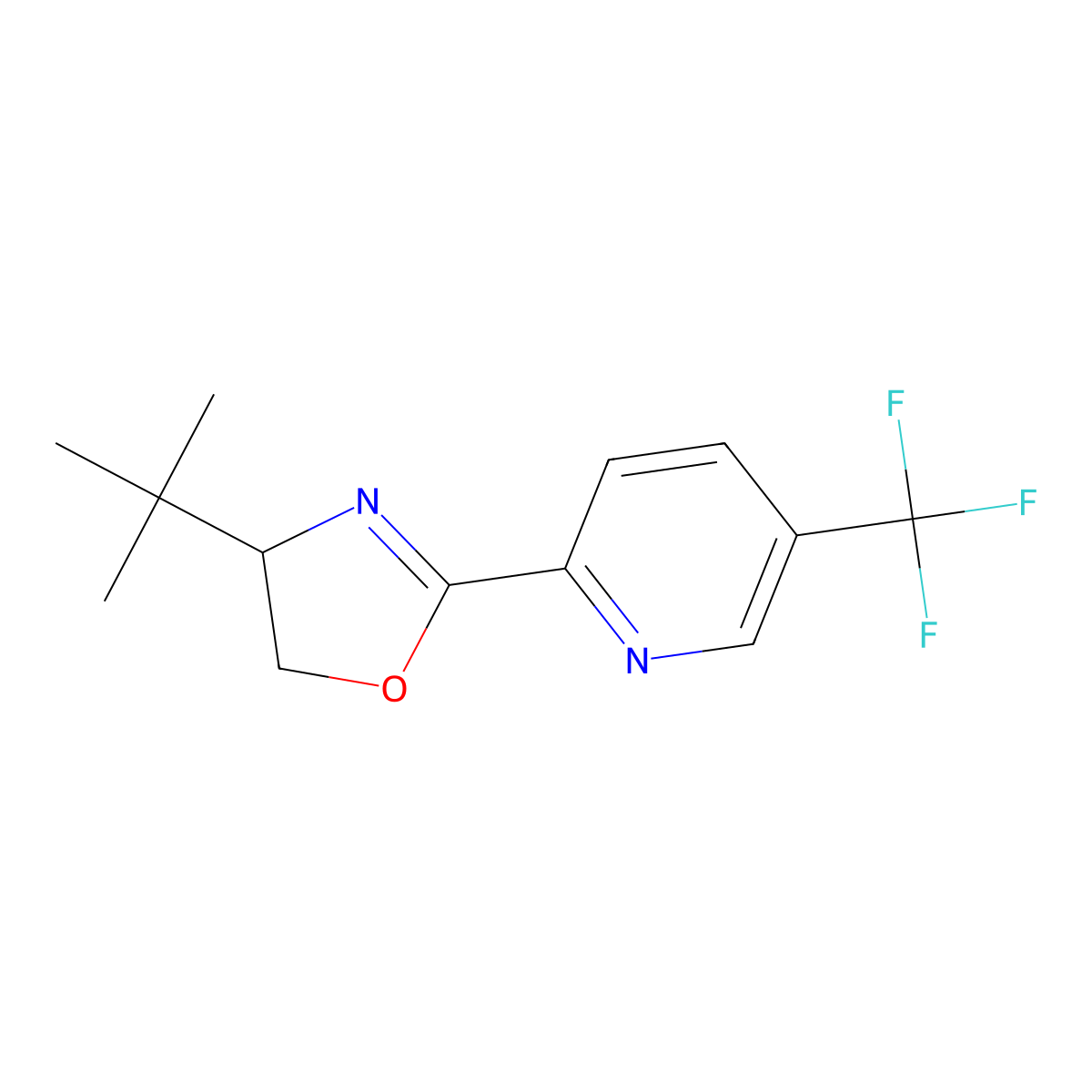 4-(tert-Butyl)-2-(5-(trifluoromethyl)pyridin-2-yl)-4,5-dihydrooxazole molecular structure, CAS 2306290-74-2