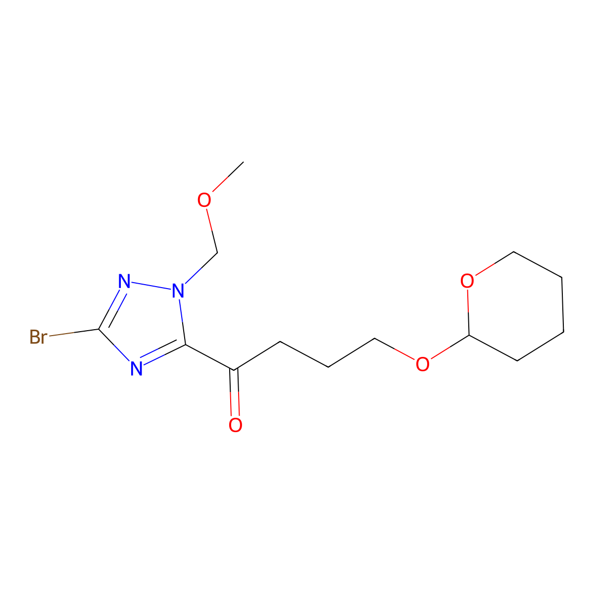 1-[3-Bromo-1-(methoxymethyl)-1H-1,2,4-triazol-5-yl]-4-[(2-tetrahydropyranyl)oxy]-1-butanone molecular structure, CAS 2306369-30-0