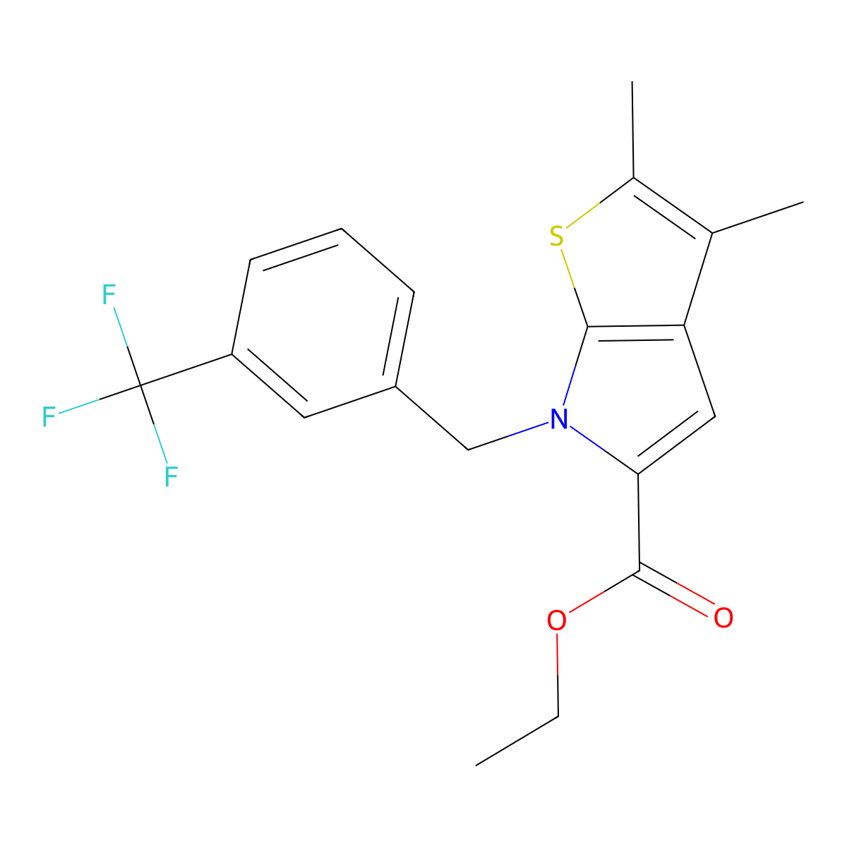 Ethyl 2,3-Dimethyl-6-[3-(trifluoromethyl)benzyl]-6H-thieno[2,3-b]pyrrole-5-carboxylate molecular structure, CAS 2306369-55-9