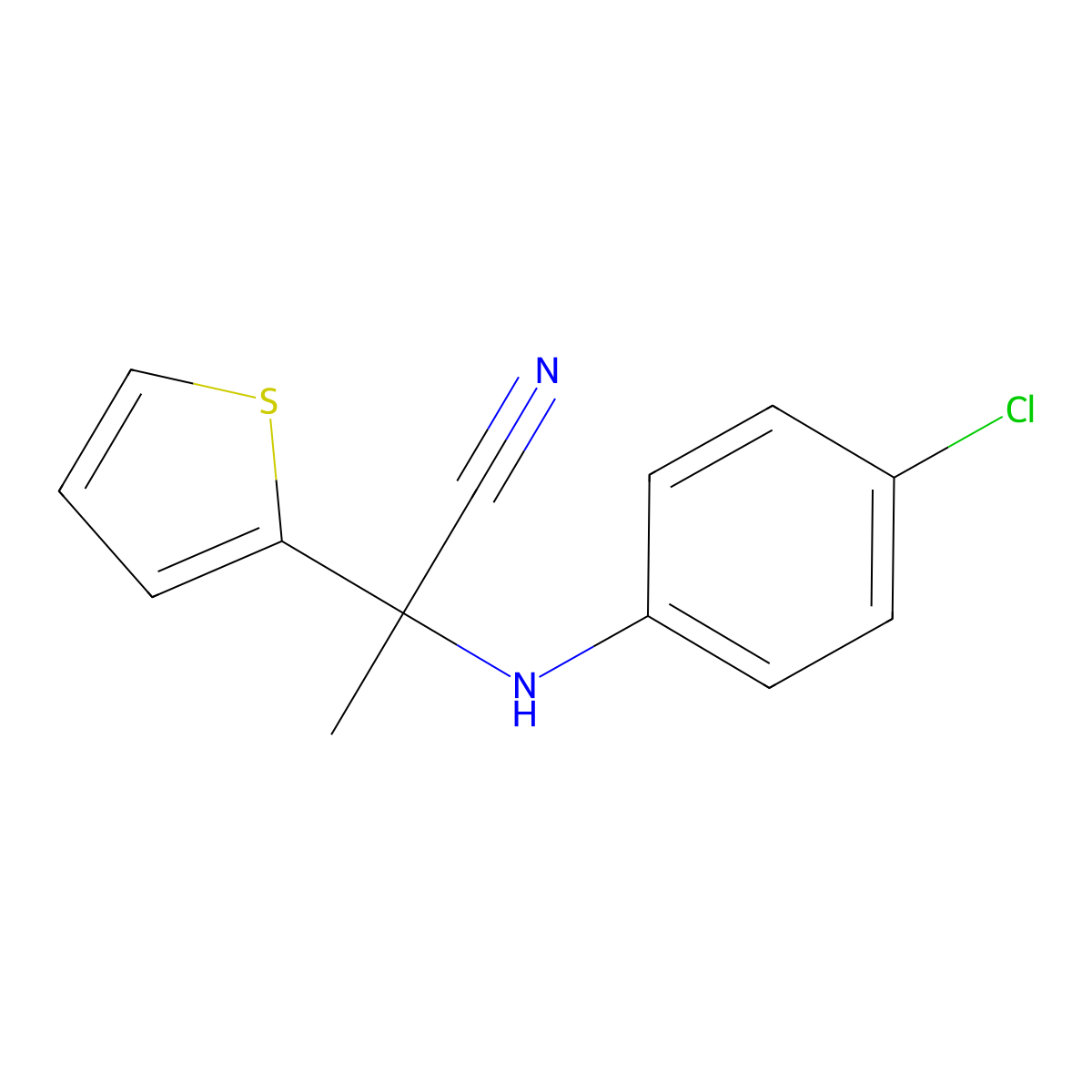 2-(4-Chloroanilino)-2-thien-2-ylpropanenitrile molecular structure, CAS 230637-87-3