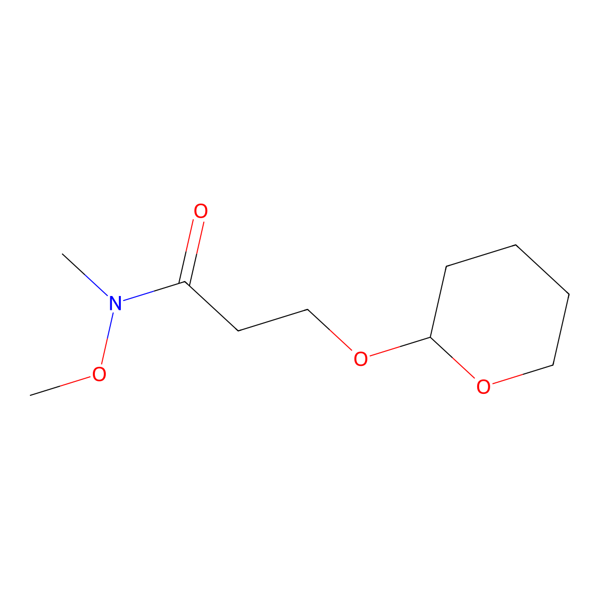 N-Methoxy-N-methyl-3-[(2-tetrahydropyranyl)oxy]propanamide molecular structure, CAS 2306370-05-6