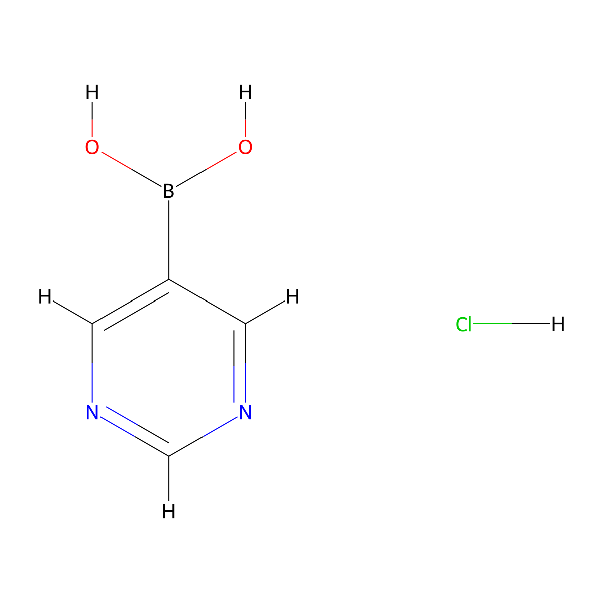 (Pyrimidin-5-yl)boronic acid hydrochloride molecular structure, CAS 2306405-19-4
