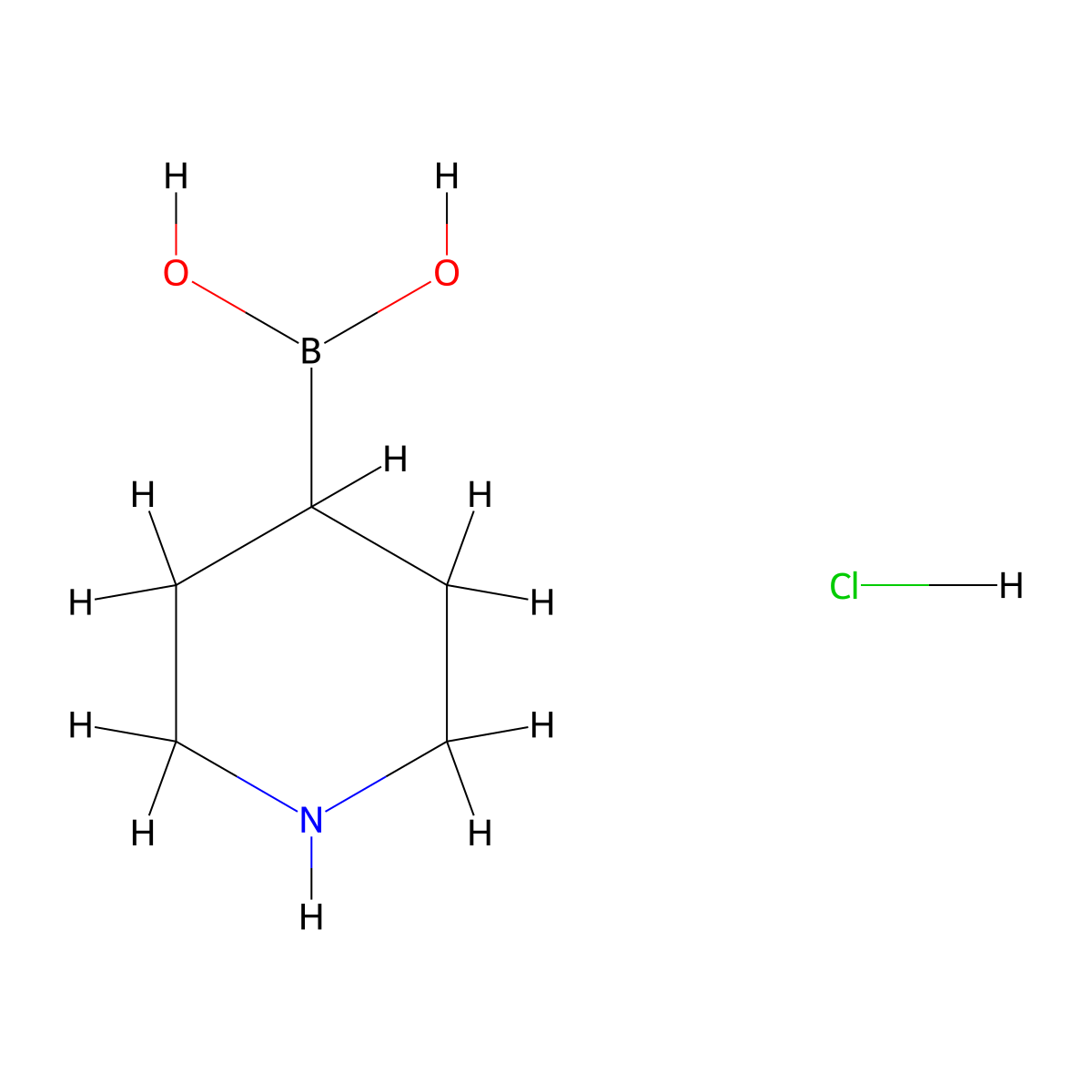 Piperidine-4-boronic acid hydrochloride molecular structure, CAS 2306405-20-7