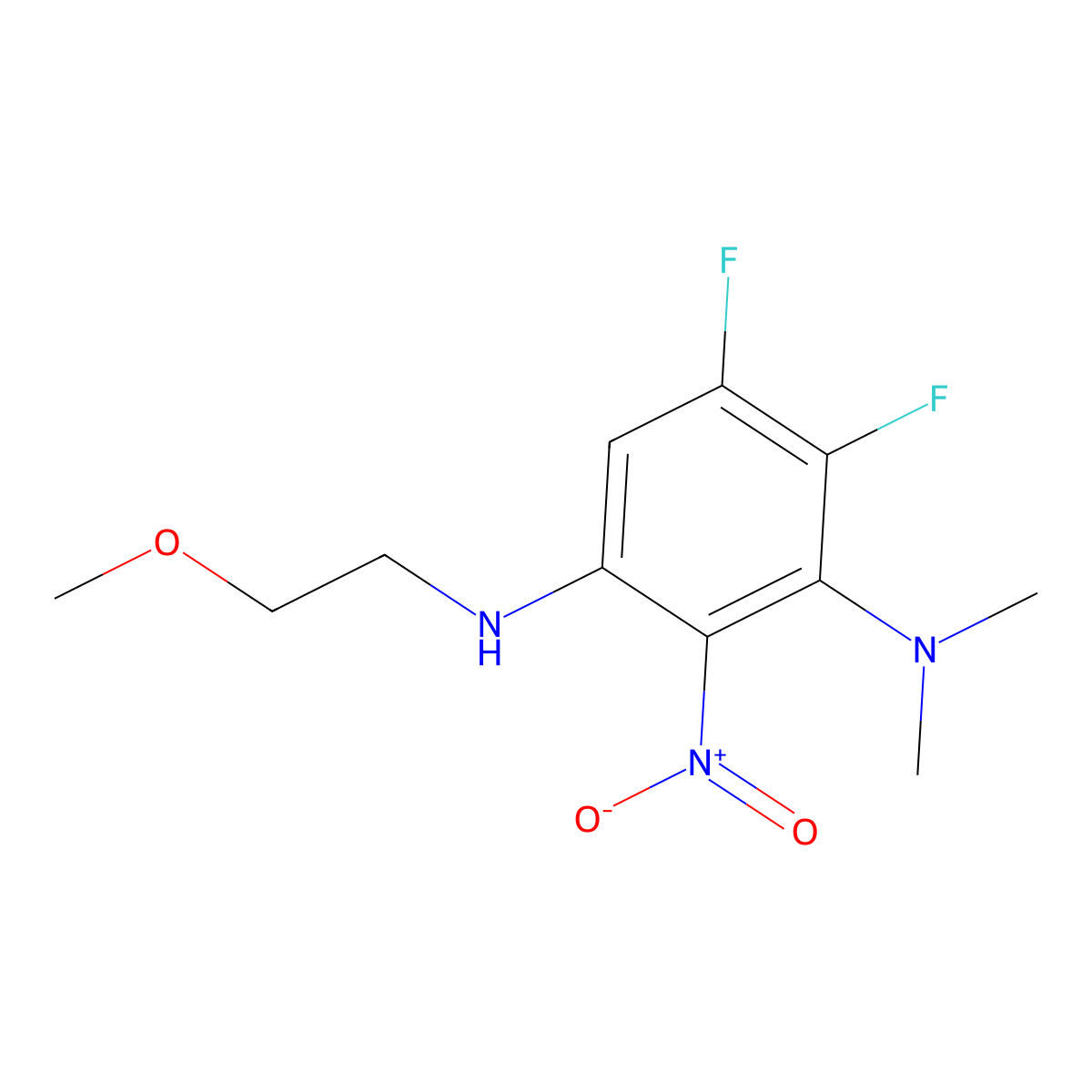 4,5-Difluoro-N1-(2-methoxyethyl)-N3,N3-dimethyl-2-nitrobenzene-1,3-diamine molecular structure, CAS 2306425-68-1