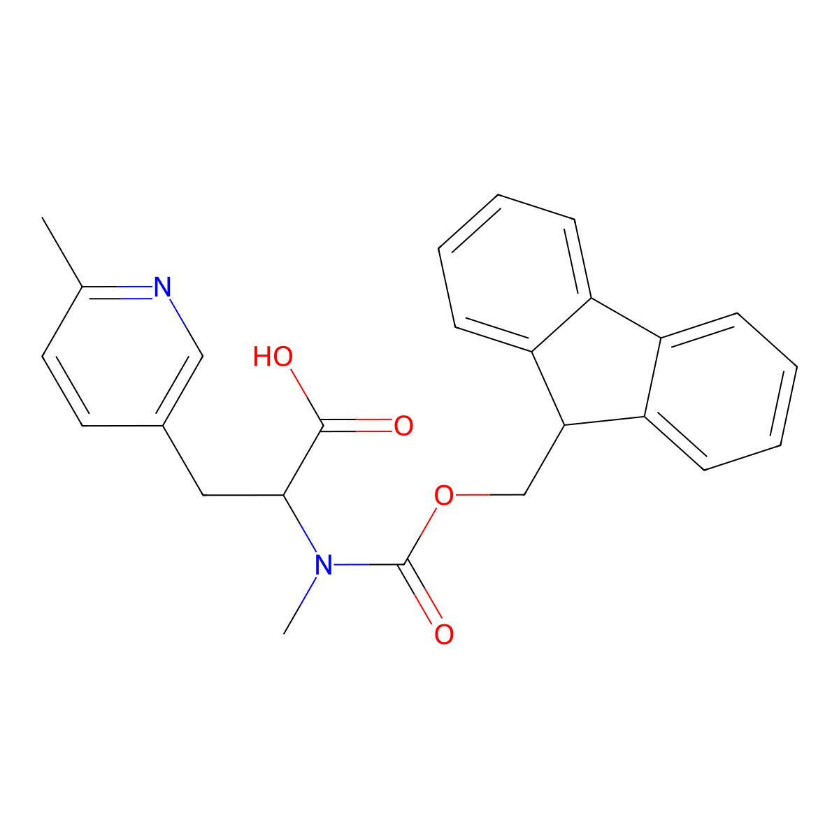 (S)-2-((((9H-Fluoren-9-yl)methoxy)carbonyl)(methyl)amino)-3-(6-methylpyridin-3-yl)propanoic acid molecular structure, CAS 2306433-40-7