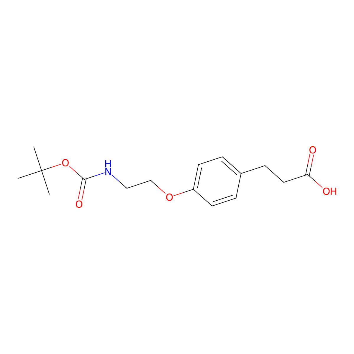 3-[4-(2-tert-Butoxycarbonylamino-ethoxy)-phenyl]-propionic acid molecular structure, CAS 2306467-18-3
