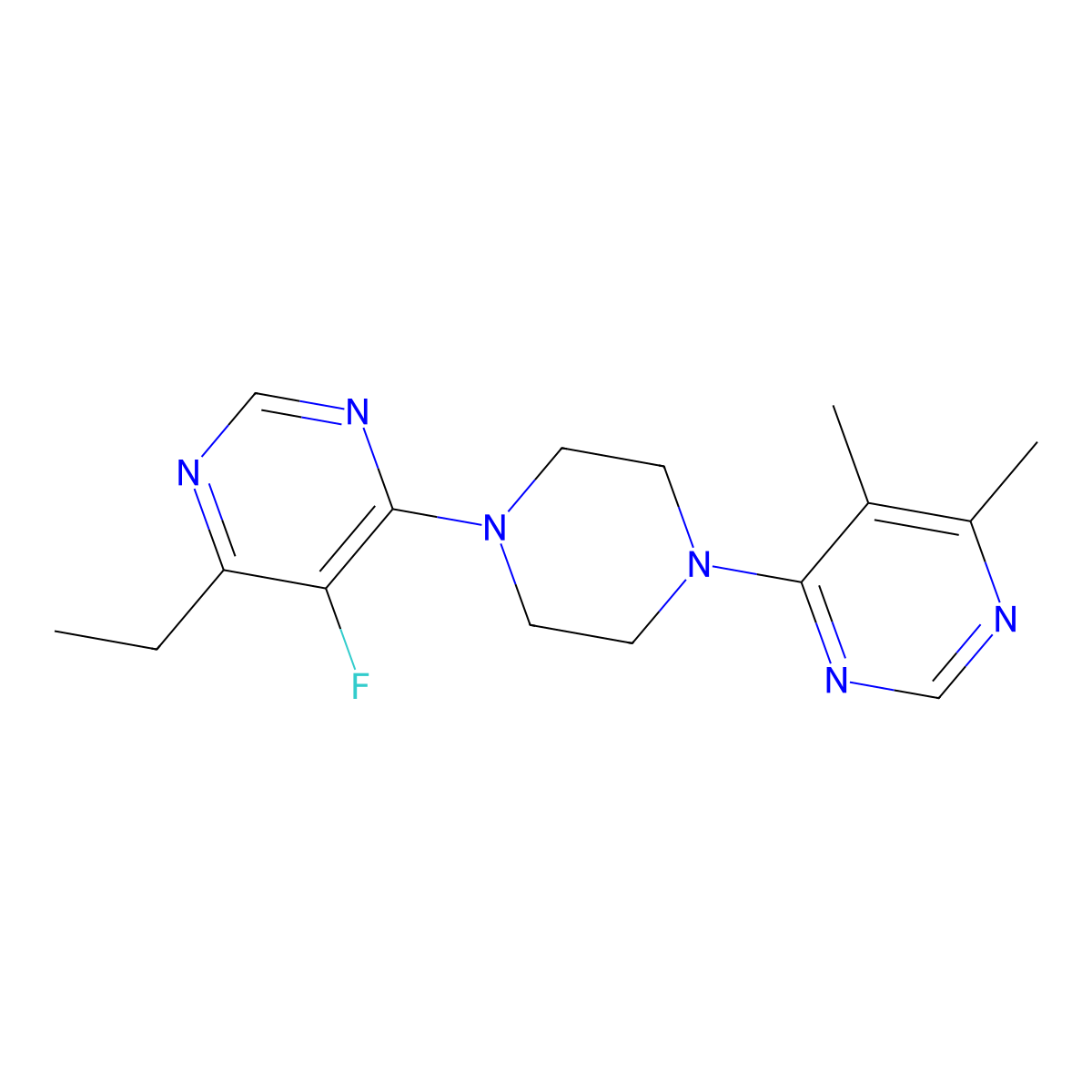 4-[4-(6-Ethyl-5-fluoropyrimidin-4-yl)piperazin-1-yl]-5,6-dimethylpyrimidine molecular structure, CAS 2306530-21-0
