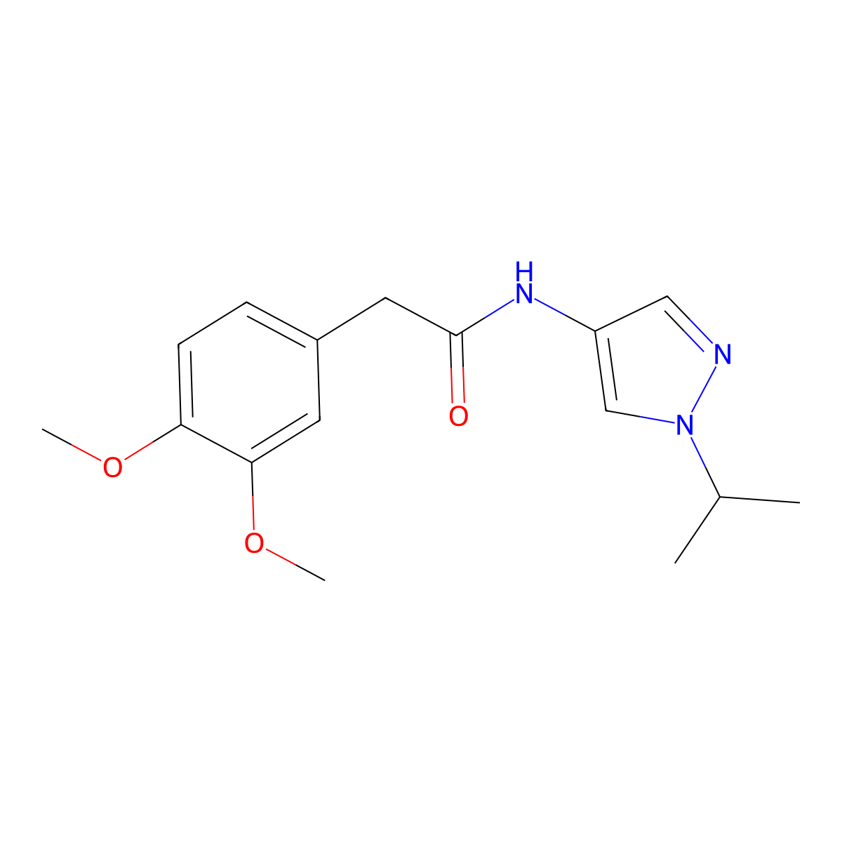 2-(3,4-dimethoxyphenyl)-N-(1-isopropyl-1H-pyrazol-4-yl)acetamide molecular structure, CAS 2306641-13-2