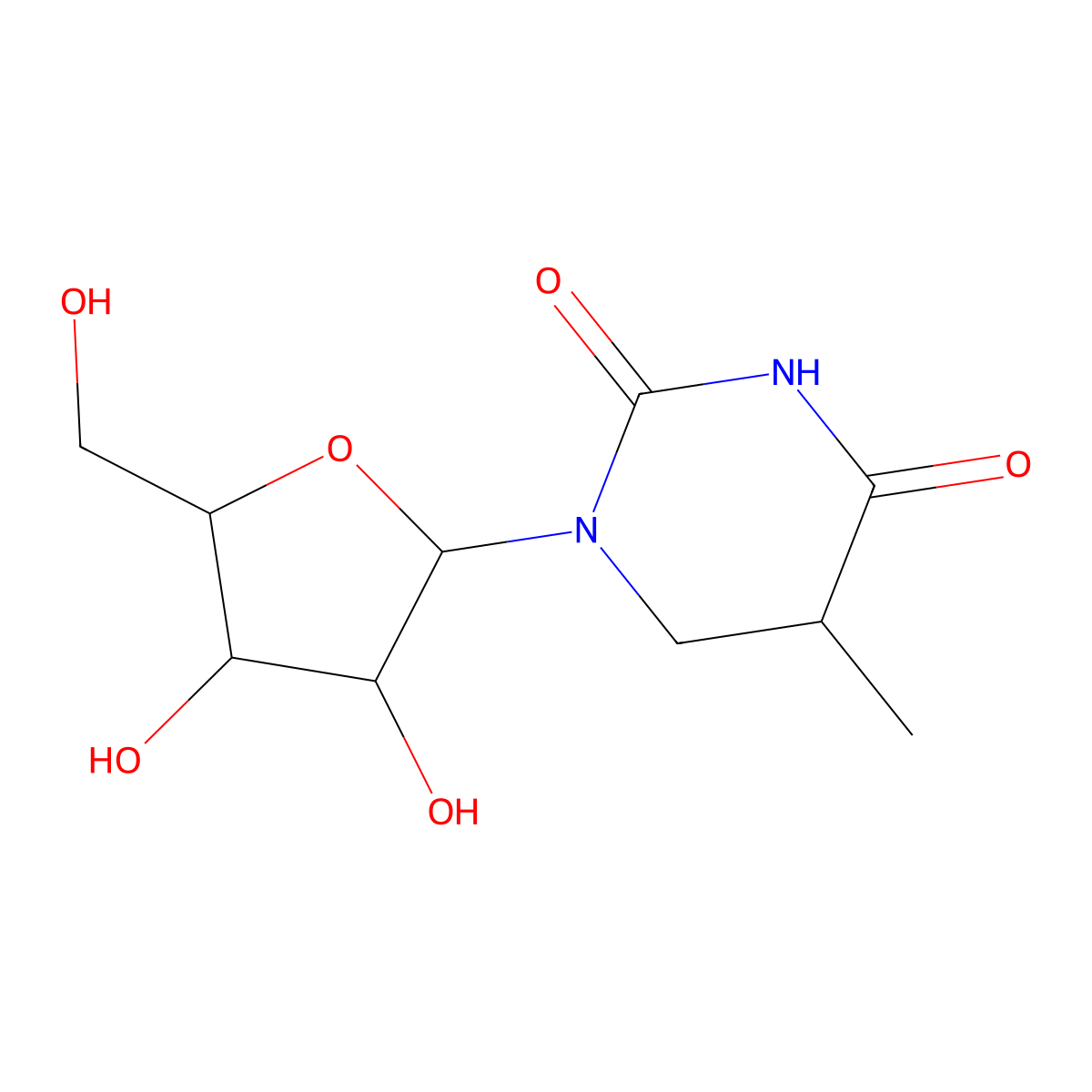 5-Methyl-5,6-dihydrouridine molecular structure, CAS 23067-10-9