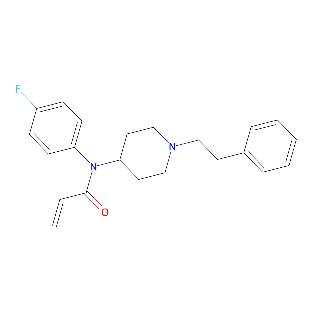 Para-fluoro acrylfentanyl molecular structure, CAS 2306823-27-6