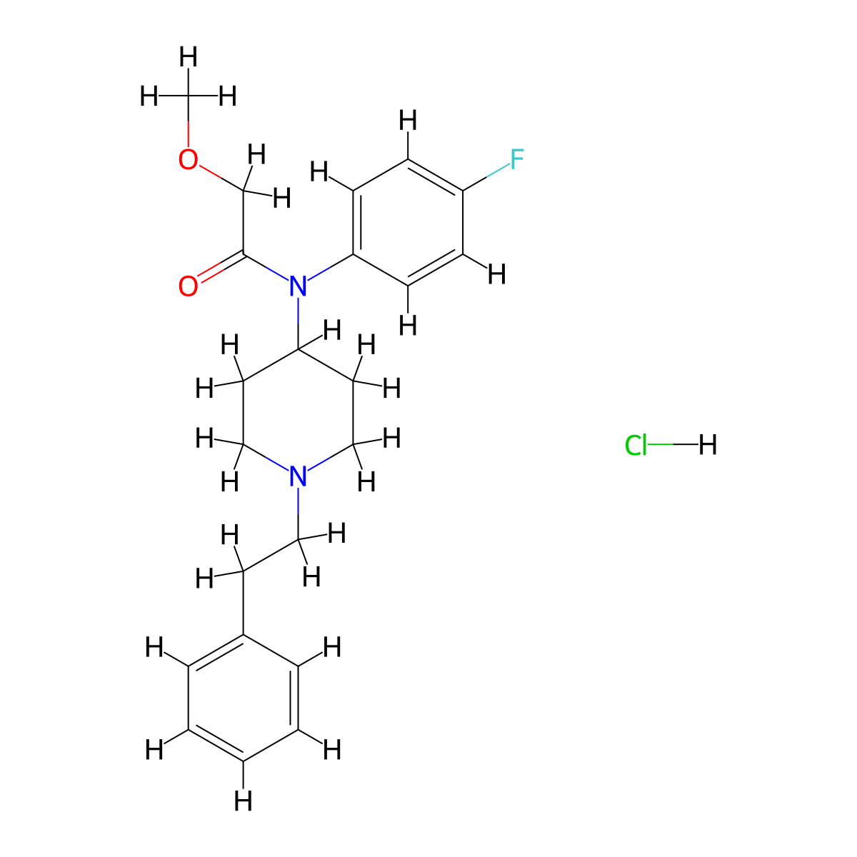 N-(4-fluorophenyl)-2-methoxy-N-(1-phenethylpiperidin-4-yl)acetamide,monohydrochloride molecular structure, CAS 2306823-76-5