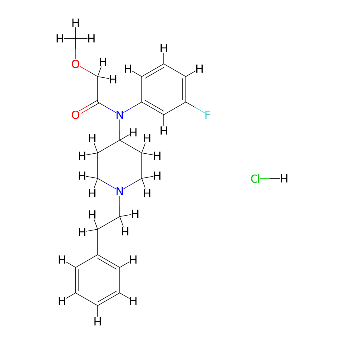 N-(3-fluorophenyl)-2-methoxy-N-(1-phenethylpiperidin-4-yl)acetamide,monohydrochloride molecular structure, CAS 2306825-32-9