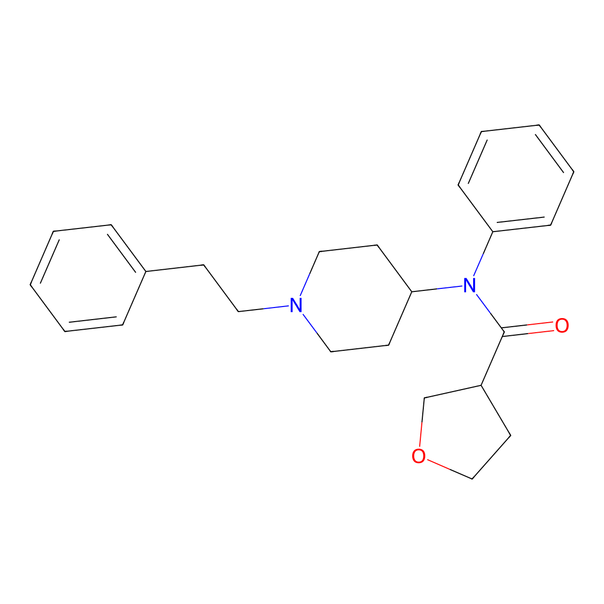 Tetrahydrofuran fentanyl 3-tetrahydrofurancarboxamide molecular structure, CAS 2306827-12-1