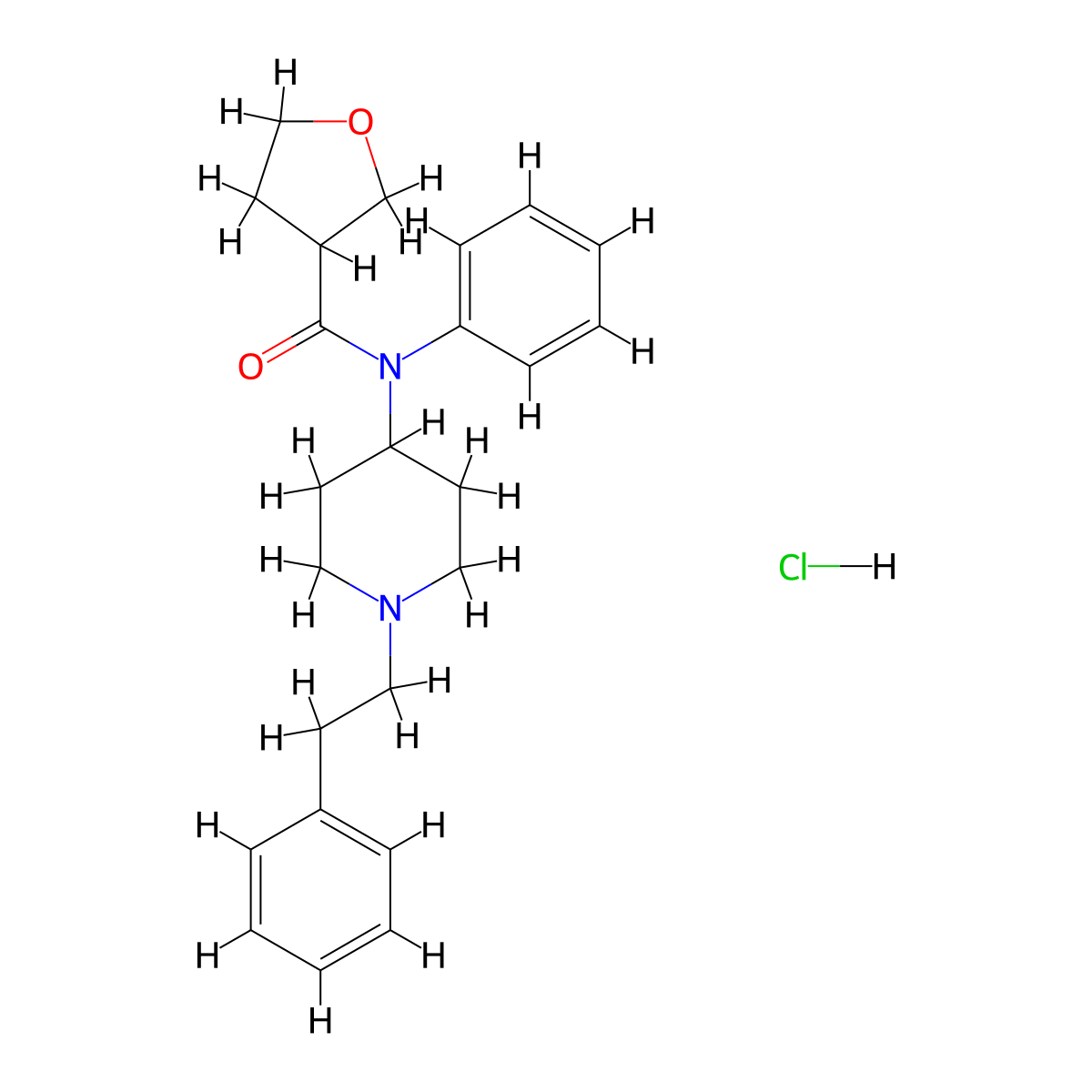 N-(1-phenethylpiperidin-4-yl)-N-phenyltetrahydrofuran-3-carboxamide,monohydrochloride molecular structure, CAS 2306827-13-2