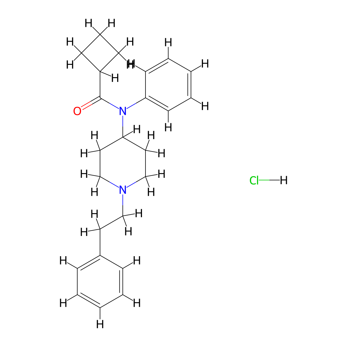 Cyclobutyl fentanyl hydrochloride molecular structure, CAS 2306827-56-3