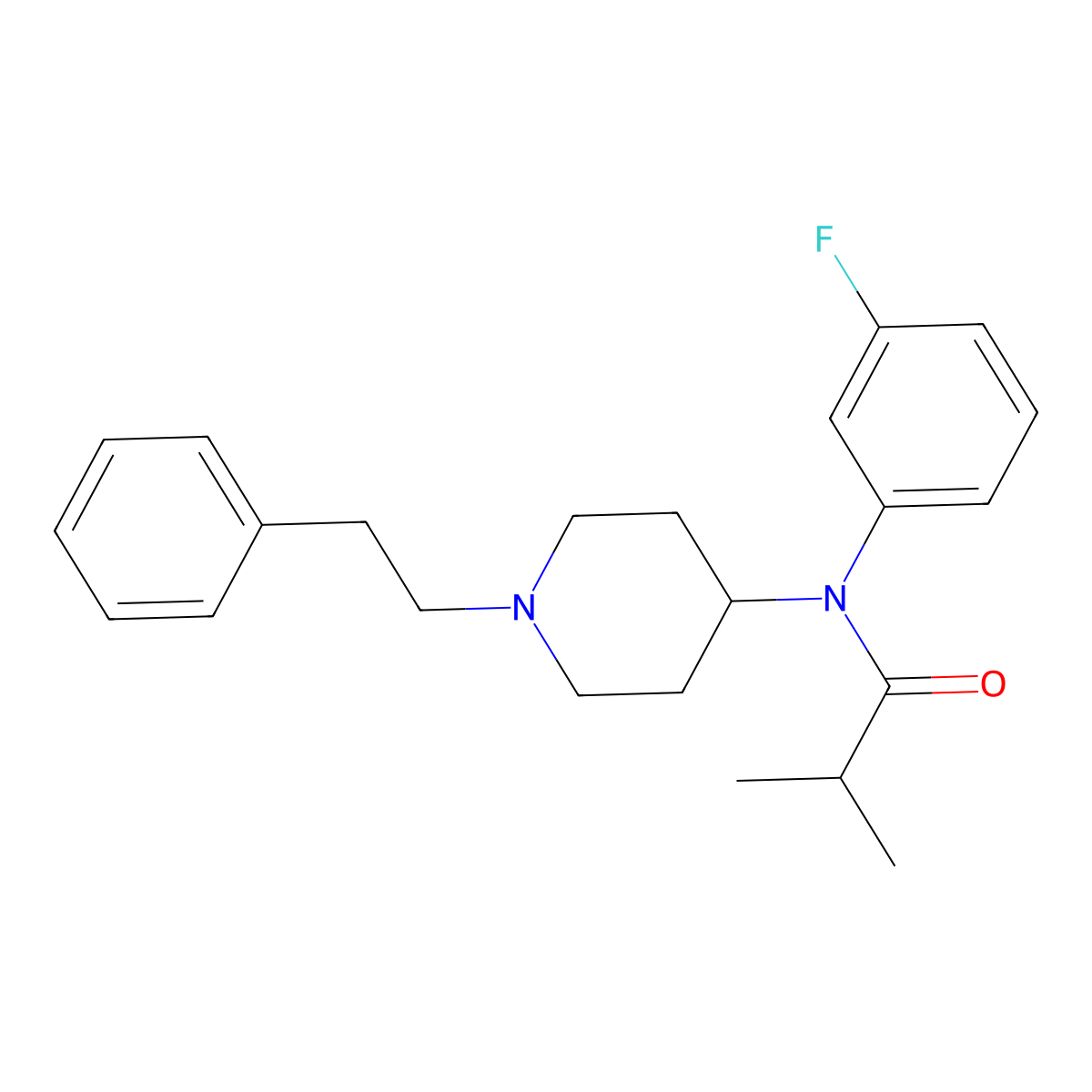 Meta-fluoroisobutyryl fentanyl molecular structure, CAS 2306827-88-1