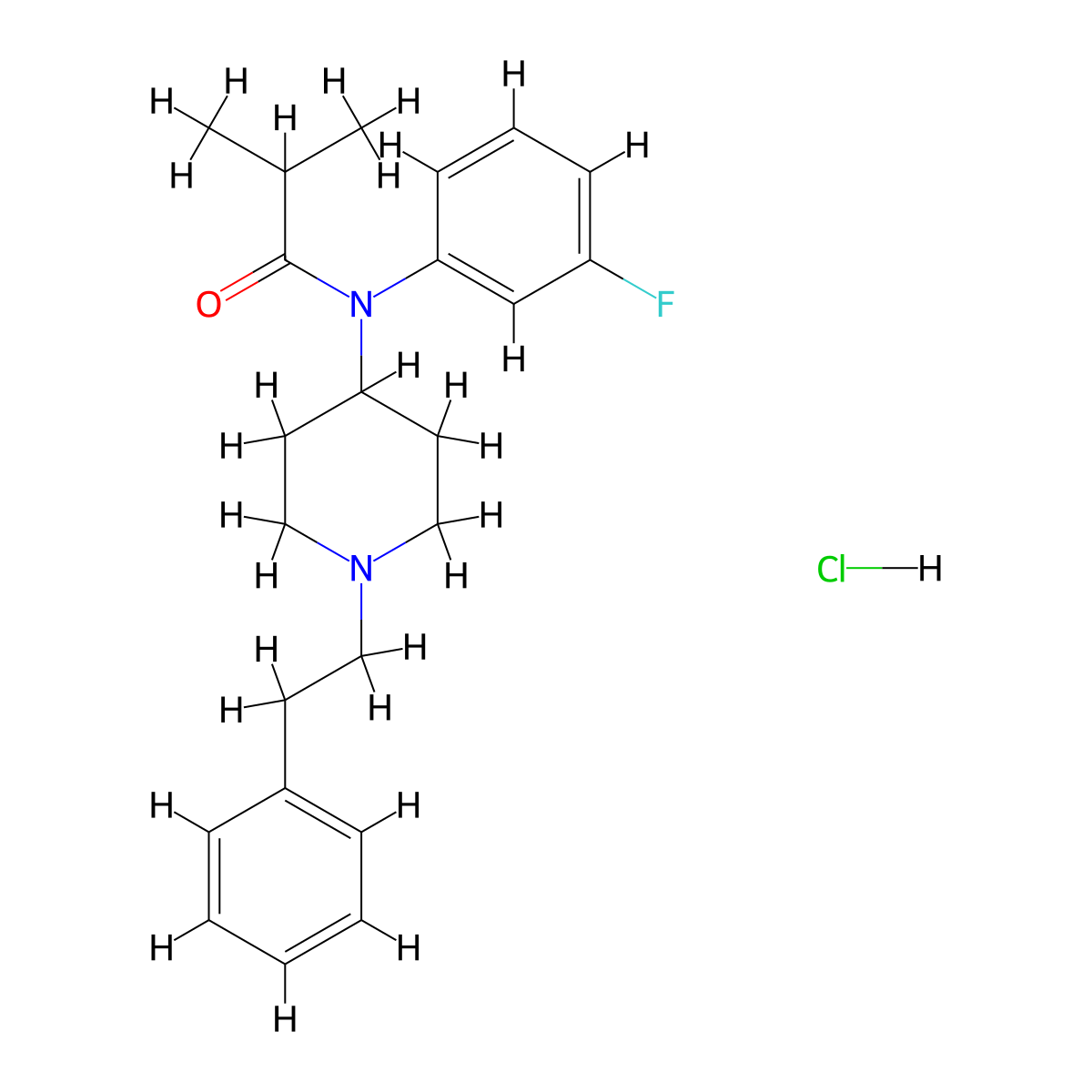 Meta-fluoroisobutyryl fentanyl hydrochloride molecular structure, CAS 2306827-89-2