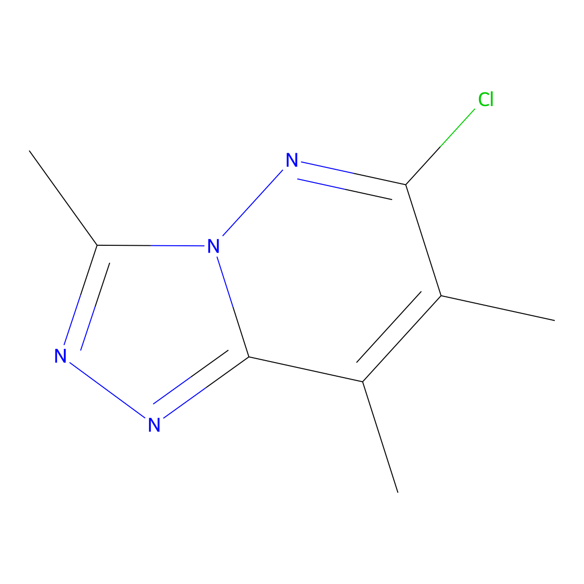 6-Chloro-3,7,8-trimethyl-[1,2,4]triazolo[4,3-b]pyridazine molecular structure, CAS 23069-71-8