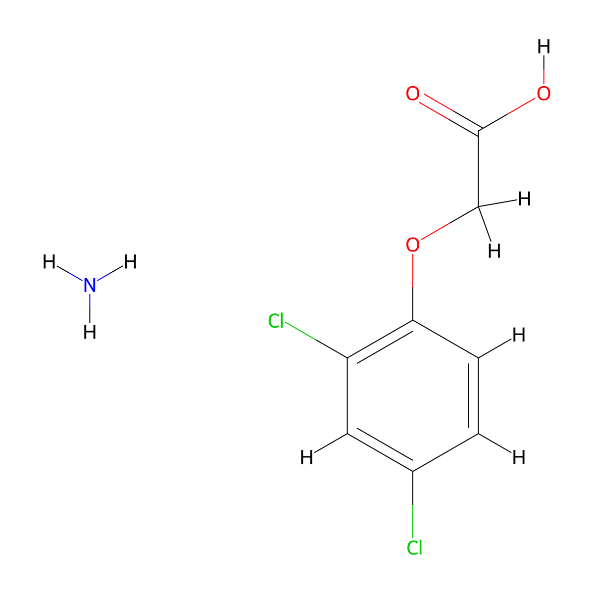 Acetic acid, (2,4-dichlorophenoxy)-, ammonium salt molecular structure, CAS 2307-55-3