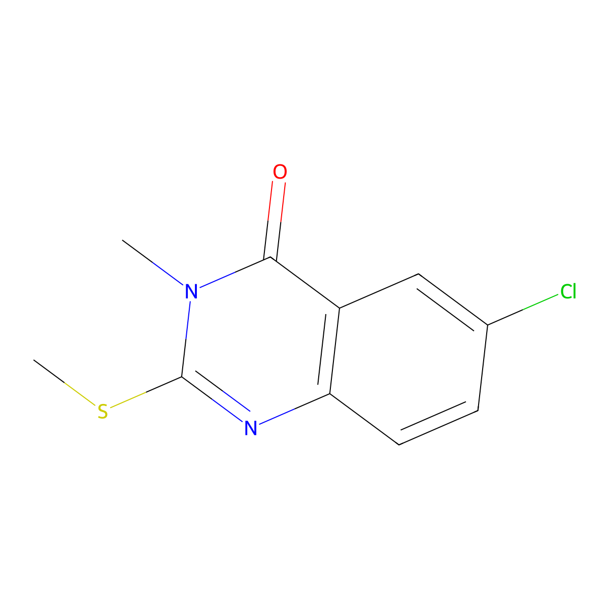 4(3H)-Quinazolinone, 6-chloro-3-methyl-2-(methylthio)- molecular structure, CAS 23070-08-8