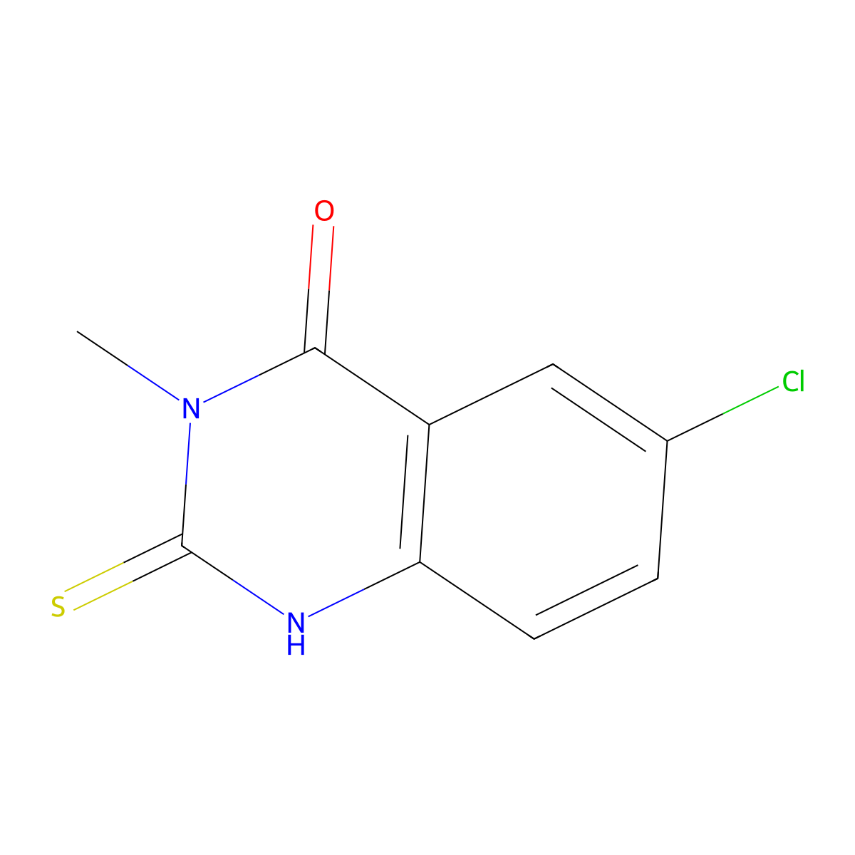 6-chloro-3-methyl-2-sulfanylidene-1H-quinazolin-4-one molecular structure, CAS 23070-26-0