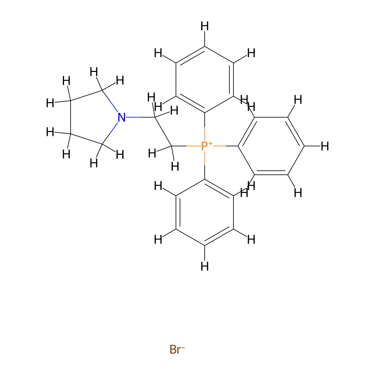 Phosphonium, triphenyl(2-(1-pyrrolidinyl)ethyl)-, bromide (1:1) molecular structure, CAS 23072-03-9