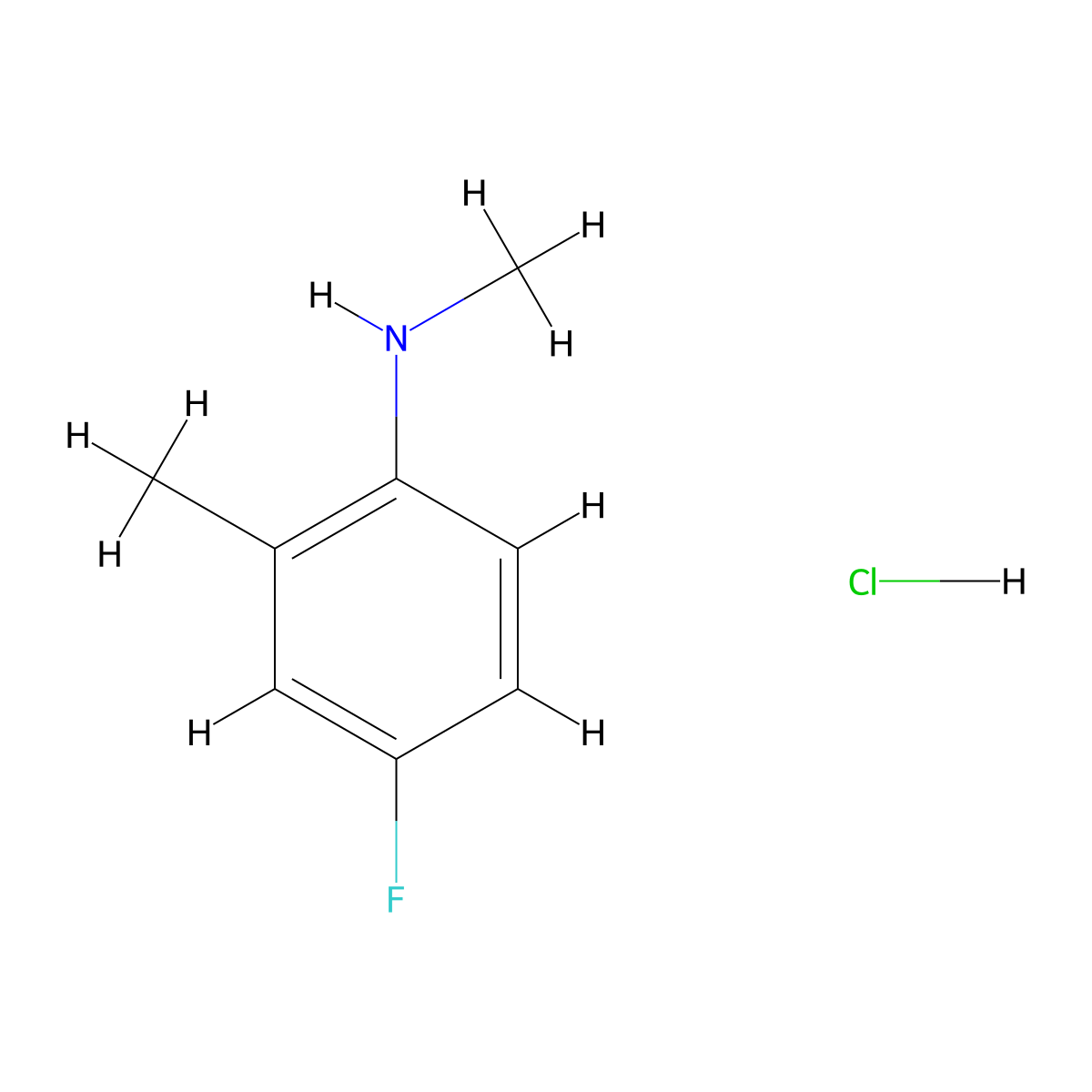 4-fluoro-N,2-dimethylaniline hydrochloride molecular structure, CAS 2307299-74-5
