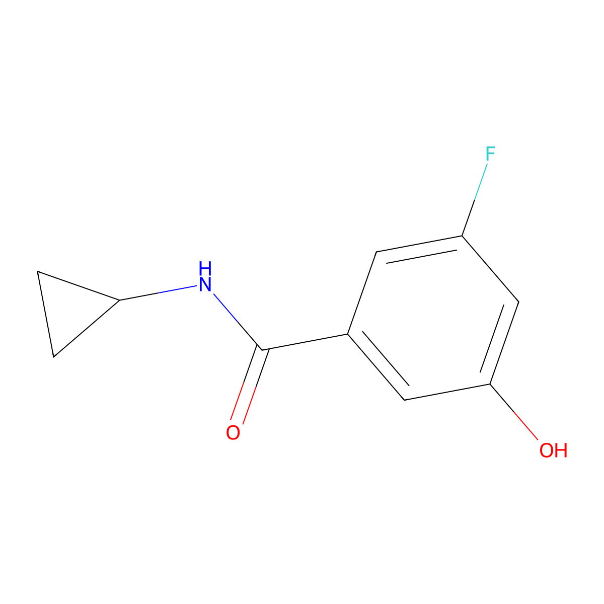 N-cyclopropyl-3-fluoro-5-hydroxybenzamide molecular structure, CAS 2307299-82-5