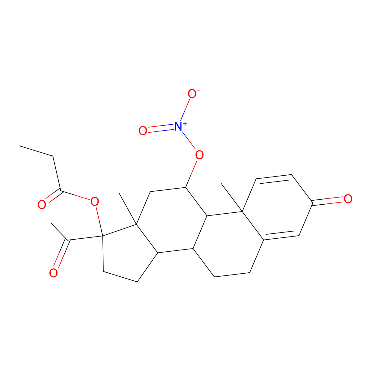 11-(Nitrooxy)-3,20-dioxopregna-1,4-dien-17-yl propanoate molecular structure, CAS 23074-99-9