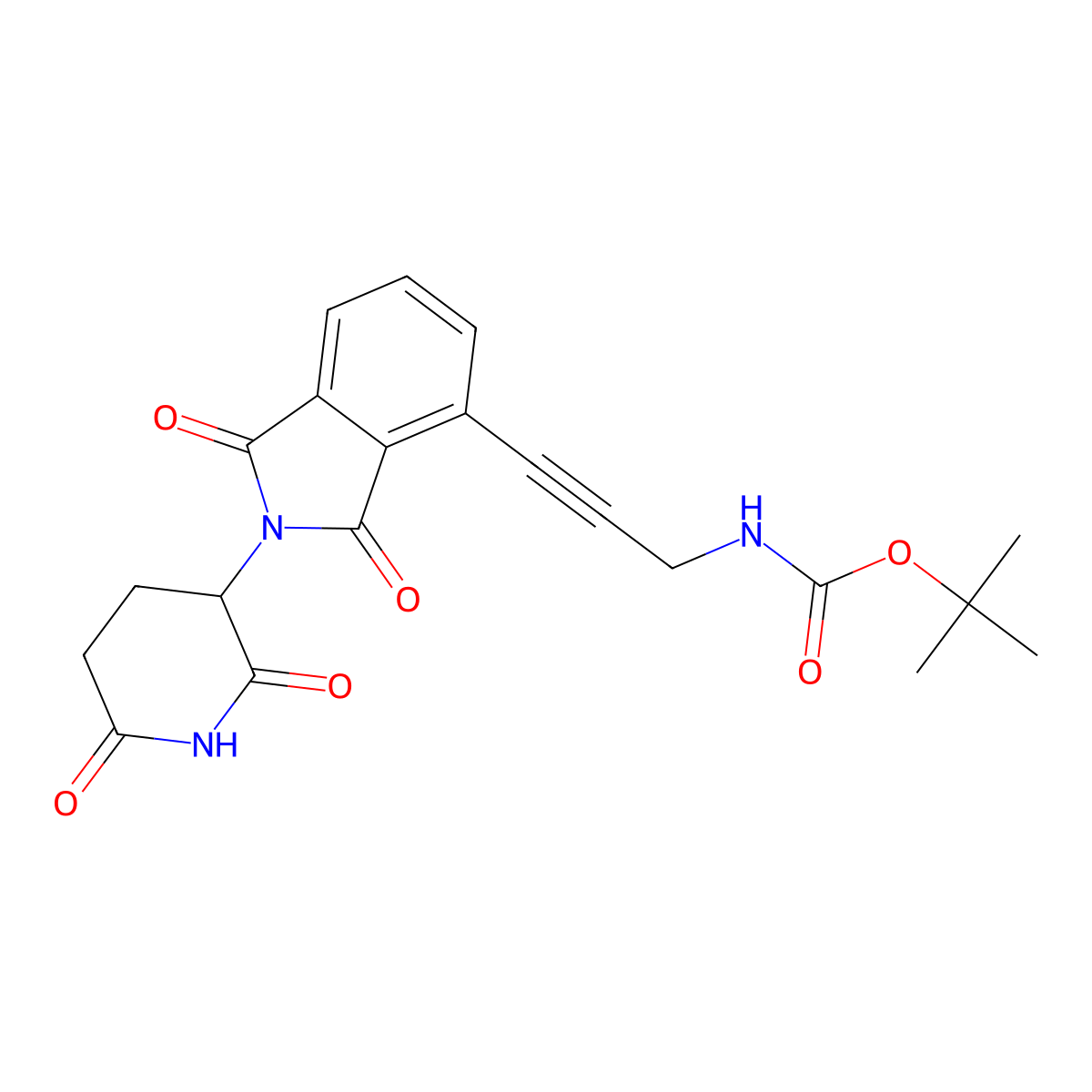 tert-butyl N-(3-(2-(2,6-dioxopiperidin-3-yl)-1,3-dioxo-2,3-dihydro-1H-isoindol-4-yl)prop-2-yn-1-yl)carbamate molecular structure, CAS 2307477-02-5